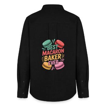 Macaron French Desserts - Women's Oxford Shirt - black - Back - AI Model Female 172 light (172cm)