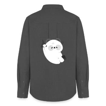 Sleepy Panda Kawaii T-Shirt - Frauen Oxford Hemd - Anthrazit - Hinten - AI Model Female 172 light (172cm)