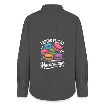 Macaron French Desserts - Women's Oxford Shirt - anthracite - Back - AI Model Female 172 light (172cm)