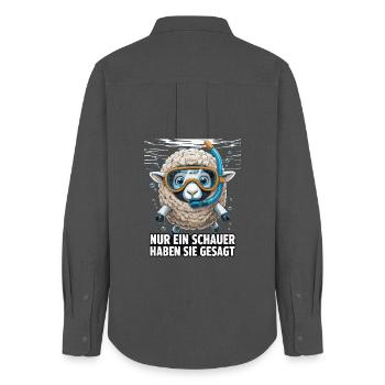 Just a Shower – Funny Sheep Design - Women's Oxford Shirt - anthracite - Back - AI Model Female 172 light (172cm)