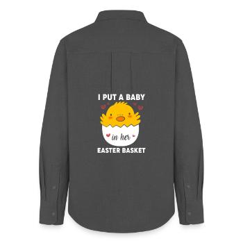 Gender Reveal Easter Mom-to-be - Women's Oxford Shirt - anthracite - Back - AI Model Female 172 light (172cm)
