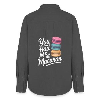 Macaron French Desserts - Women's Oxford Shirt - anthracite - Back - AI Model Female 172 light (172cm)