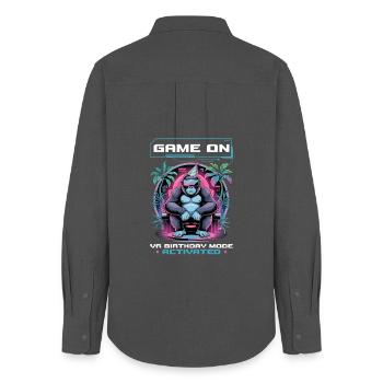 Birthday Gamer VR - Women's Oxford Shirt - anthracite - Back - AI Model Female 172 light (172cm)