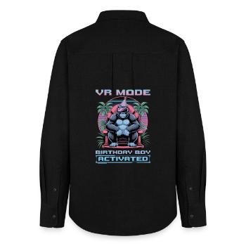 Birthday Gamer VR - Women's Oxford Shirt - black - Back - AI Model Female 172 light (172cm)