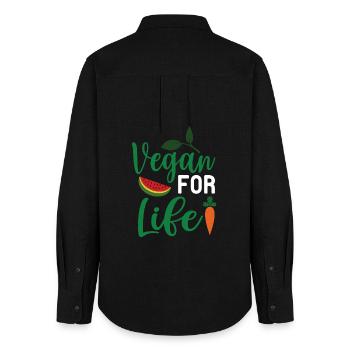 Vegan For Life - Women's Oxford Shirt - black - Back - AI Model Female 172 light (172cm)