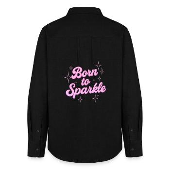 Born to Sparkle / Y2K Statement Design - Women's Oxford Shirt - black - Back - AI Model Female 172 light (172cm)