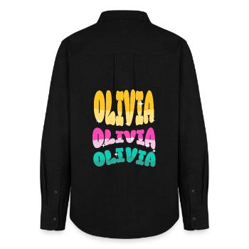 Olivia - Women's Oxford Shirt - black - Back - AI Model Female 172 light (172cm)
