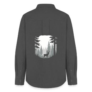 Deer In Forest Hunting Scene Nature Vibes - Women's Oxford Shirt - anthracite - Back - AI Model Female 172 light (172cm)