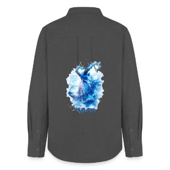 Krampus Eisblau – Mystisches Wintermotiv Folklore - Women's Oxford Shirt - anthracite - Back - AI Model Female 172 light (172cm)
