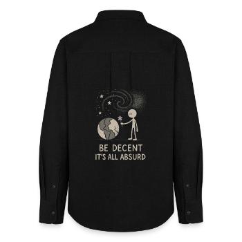 Nihilisme éthique, humour existentiel, - Chemise Oxford Femme - noir - Dos - AI Model Female 172 light (172cm)