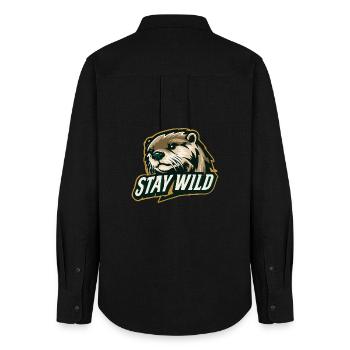 Stay Wild – Otter Design | Natur & Abenteuer Motiv - Frauen Oxford Hemd - Schwarz - Hinten - AI Model Female 172 light (172cm)