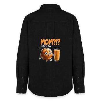Mom?!? Fun Orange Juice Dialogue - Women's Oxford Shirt - black - Back - AI Model Female 172 light (172cm)