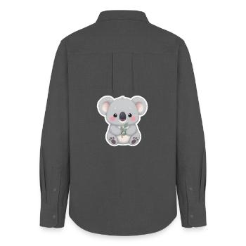 Koala Cutie with Leaf Embrace - Women's Oxford Shirt - anthracite - Back - AI Model Female 172 light (172cm)