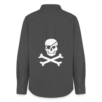 Nautic Design Skull and Crossbones Flag Pirate - Women's Oxford Shirt - anthracite - Back - AI Model Female 172 light (172cm)