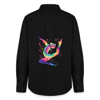Gymnastics Floor Artistic Gymnastics - Women's Oxford Shirt - black - Back - AI Model Female 172 light (172cm)
