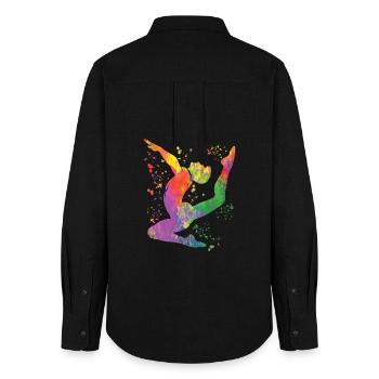 Gymnastics Floor Artistic Gymnastics - Women's Oxford Shirt - black - Back - AI Model Female 172 light (172cm)