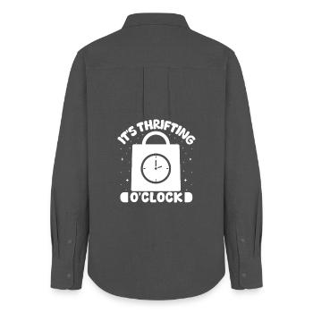 Friperie C’est la friperie O ́Clock Love Thrifting - Chemise Oxford Femme - charbon - Dos - AI Model Female 172 light (172cm)