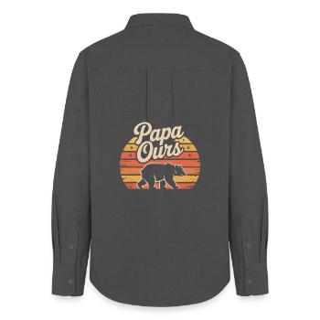 Papa Ours Retro Soleil - Frauen Oxford Hemd - Anthrazit - Hinten - AI Model Female 172 light (172cm)