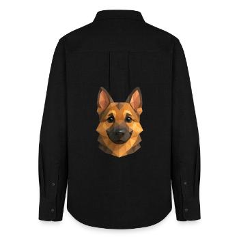 Polygon German Shepherd – Geometric Dog Design - Women's Oxford Shirt - black - Back - AI Model Female 172 light (172cm)