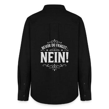 Avant de demander No No Desire Lazy Bad Luck Gift - Chemise Oxford Femme - noir - Dos - AI Model Female 172 light (172cm)