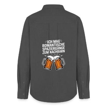 I like romantic walks to the neighbor - Women's Oxford Shirt - anthracite - Back - AI Model Female 172 light (172cm)
