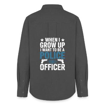 When I grow up - Police Officer Design - Women's Oxford Shirt - anthracite - Back - AI Model Female 172 light (172cm)
