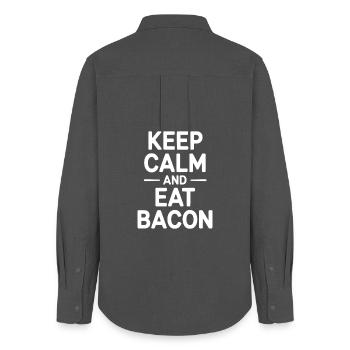 Restez calme et mangez du bacon - Chemise Oxford Femme - charbon - Dos - AI Model Female 172 light (172cm)
