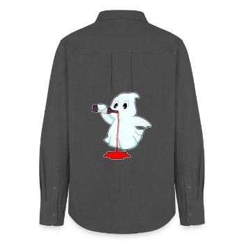Geist Flasche Rotwein - Frauen Oxford Hemd - Anthrazit - Hinten - AI Model Female 172 light (172cm)