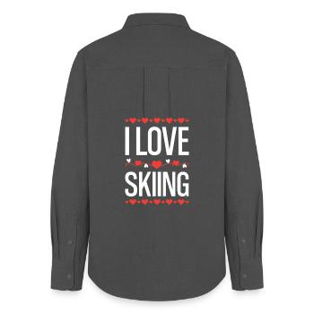 J’aime le ski Coeur Design - Chemise Oxford Femme - charbon - Dos - AI Model Female 172 light (172cm)