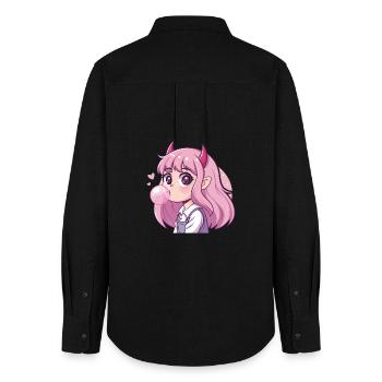 Pink Haired Demon Bubblegum - Women's Oxford Shirt - black - Back - AI Model Female 172 light (172cm)