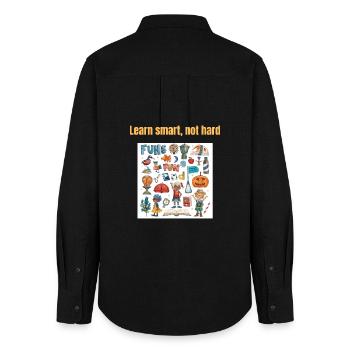Learn smart, not hard- für Schüler, Lehrer, Eltern - Frauen Oxford Hemd - Schwarz - Hinten - AI Model Female 172 light (172cm)
