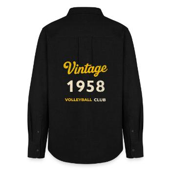 Millésime 1958 – Club de volley-ball Rétro Année de naissance - Chemise Oxford Femme - noir - Dos - AI Model Female 172 light (172cm)