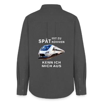 ZUG MIT ZU SPÄT KOMMEN KENN ICH MICH AUS - Frauen Oxford Hemd - Anthrazit - Hinten - AI Model Female 172 light (172cm)