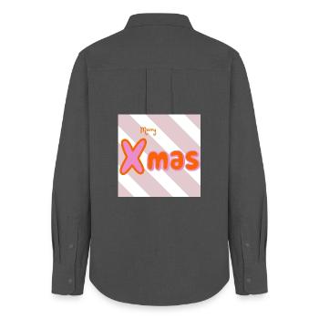 Joyeux Noël Groovy Typo - Chemise Oxford Femme - charbon - Dos - AI Model Female 172 light (172cm)