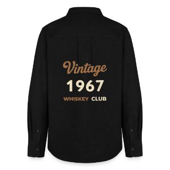 Millésime 1967 – Whiskey Club Rétro Année de naissance - Chemise Oxford Femme - noir - Dos - AI Model Female 172 light (172cm)