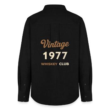 Millésime 1977 – Whiskey Club Rétro Année de naissance - Chemise Oxford Femme - noir - Dos - AI Model Female 172 light (172cm)