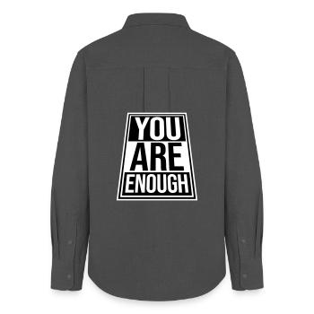 You Are Enough Self Love Motivational Quote - Women's Oxford Shirt - anthracite - Back - AI Model Female 172 light (172cm)