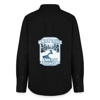 Winter Trails Endless Hiking Adventure - Women's Oxford Shirt - black - Back - AI Model Female 172 light (172cm)