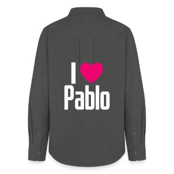 J’aime Pablo Coeur Rose J’aime Pablo - Chemise Oxford Femme - charbon - Dos - AI Model Female 172 light (172cm)