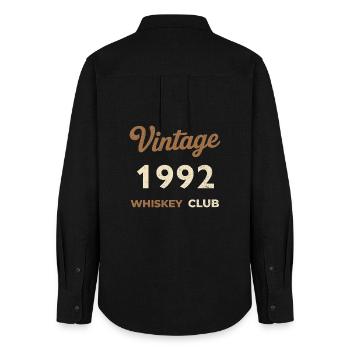 Millésime 1992 – Whiskey Club Rétro Année de naissance - Chemise Oxford Femme - noir - Dos - AI Model Female 172 light (172cm)