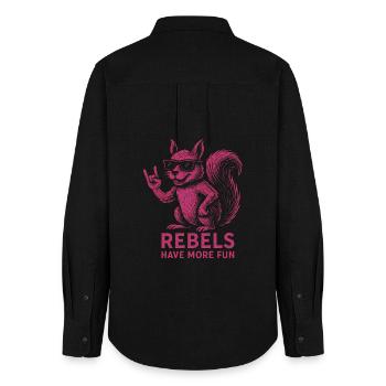 Rebels have more fun - Frauen Oxford Hemd - Schwarz - Hinten - AI Model Female 172 light (172cm)