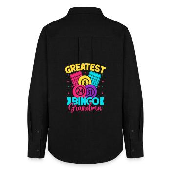 Bingo Game Greatest Grandma Bingo - Women's Oxford Shirt - black - Back - AI Model Female 172 light (172cm)