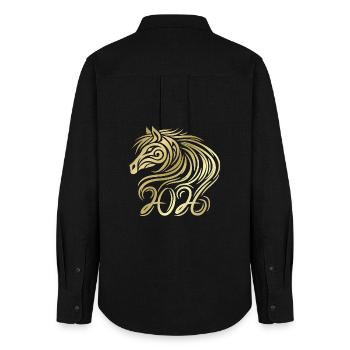 Nouvel an chinois du cheval 2026 - Chemise Oxford Femme - noir - Dos - AI Model Female 172 light (172cm)