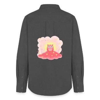 Délicate étoile hibou sur Rose Hill - Chemise Oxford Femme - charbon - Dos - AI Model Female 172 light (172cm)