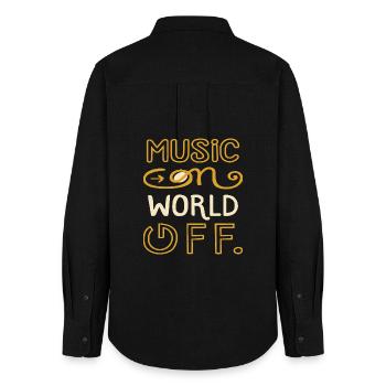 Musique sur Word Off - Fans de musique top Design - Chemise Oxford Femme - noir - Dos - AI Model Female 172 light (172cm)