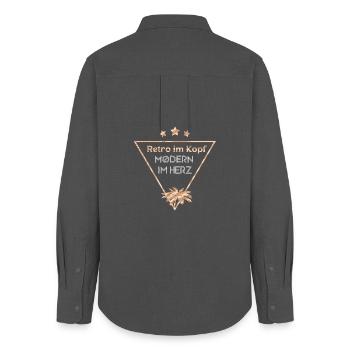 Retro im Kopf, Modern im Herz - Frauen Oxford Hemd - Anthrazit - Hinten - AI Model Female 172 light (172cm)