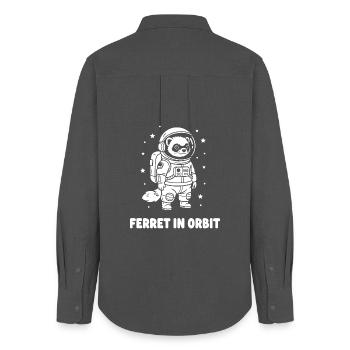 Furets en orbite - Chemise Oxford Femme - charbon - Dos - AI Model Female 172 light (172cm)