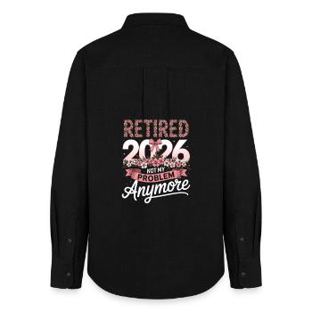Retired 2026 Not My Problem - Women's Oxford Shirt - black - Back - AI Model Female 172 light (172cm)
