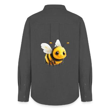 Biene - Frauen Oxford Hemd - Anthrazit - Hinten - AI Model Female 172 light (172cm)