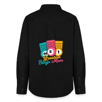 Bingo Game Greatest Bingo Mom Bingo - Women's Oxford Shirt - black - Back - AI Model Female 172 light (172cm)